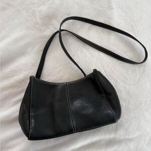 Authentic Vintage Fossil Black Leather Shoulder Bag